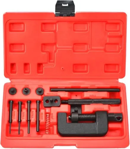 Zoomtools 13 tlg Kettennieter Motorrad, Riveting Tool Motorcycle, Motorradketten Trennwerkzeug Nietwerkzeug, Motorrad Kettenbrecher Werkzeugsatz für Motorrad, Fahrrad