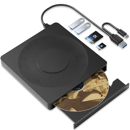 LightScribe Externes CD/DVD-Laufwerk für Laptop - Externe CD- & DVD-Laufwerke mit LightScribe-Technologie für individuelle Disc-Beschriftungen und schneller Datenübertragung über USB 3.0 und Type-C. Ideal für Musik, Filme und Daten.