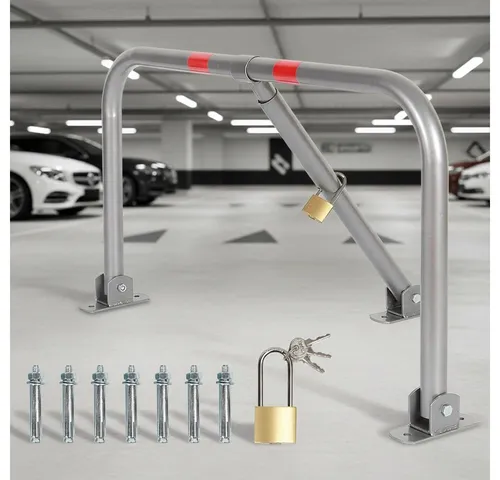 Feel2Home Absperrpfosten Parkplatzbügel klappbar 80cm - Absperrpfosten zur effektiven Sicherung Ihres Parkplatzes mit abschließbarem Schloss und robustem Design für optimale Sichtbarkeit bei Dunkelheit.