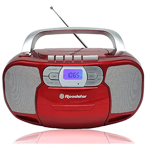 Roadstar RCR-4635 UMPRD - CD-Player & FM-Radio in Rot - Analog Radio mit PLL, CD-Player, Kassettendeck und USB-Anschluss. Ideal für Musikliebhaber, die vielseitige Hörmöglichkeiten schätzen!