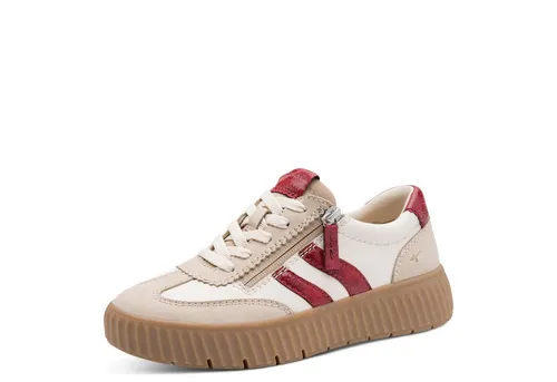 TAMARIS Damen Sneaker 8-83729-45, Beige/Red, 37 EU in beige von Tamaris COMFORT