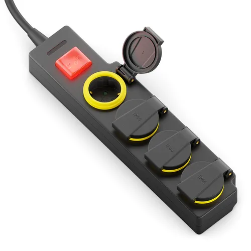 Steckdosenleiste 4 Fach Außen Outdoor IP44 Mehrfachstecker Strom Steckdose 3m
