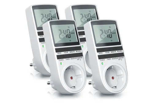 BEARWARE Zeitschaltuhr für Growbox - Digitale Zeitschaltuhr mit LCD-Display, 4 Steckdosen und 10 konfigurierbaren Programmen für optimale Lichtsteuerung in Ihrem Growzelt.