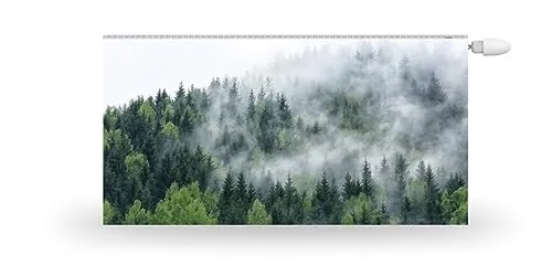 HUBDECO Magnetische Heizkörperverkleidung - 120x60 cm - Magnet Heizkörperabdeckung - Motiv Nebliger Wald - Wasserdicht Erhöhte Abriebfestigkeit Paneel-Heizkörperabdeckung