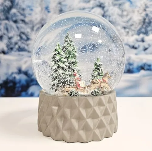 Minium Collection Schneekugel Kutschfahrt Schlittenfahrt Sockel kubisch beige, Pure-Line, Durchmesser 100mm Schüttelkugel 20176
