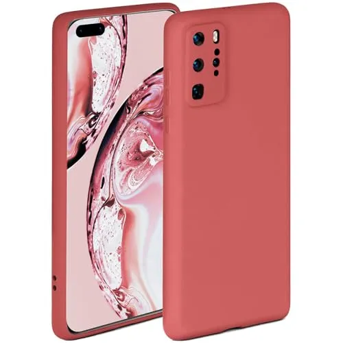 ONEFLOW Soft Case für Huawei P40 Pro Hülle aus Silikon mit Kameraschutz, Silikonhülle mit erhöhtem Schutz fürs Display, Backcover Schutzhülle, weiche Handyhülle, Rot