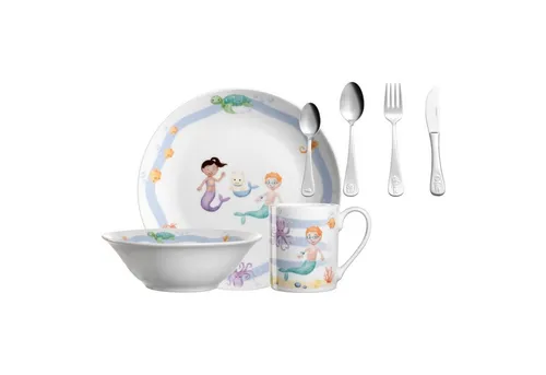 Leonardo Kindergeschirr Set mit Besteck BAMBINI AVVENTURA in blau von LEONARDO