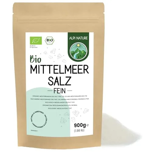 Alpi Nature Mittelmeer Meersalz fein BIO 900g, feines Meersalz Badesalz und Speisesalz