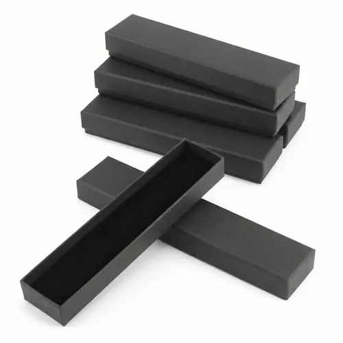 QWORK® 5 Stück elegantes schwarzes Kraft Schmuck Geschenkschachtel, ideal für Halsketten und Armbänder, perfekt für Geburtstag, Hochzeit, 21x4x2.5cm