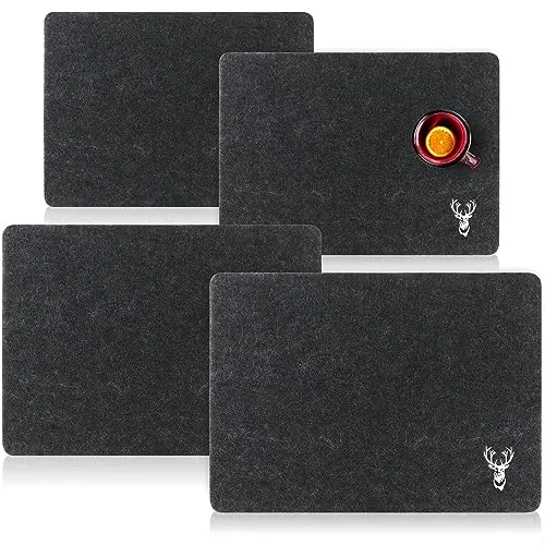 com-four® 4-teiliges Platzset Hirsch - Moderne Filz-Platzmatte im Vintage Design - Premium Tischset aus Filz - abwischbare Geschirr-Unterlagen (Platzmatte 4 Stück - Hirsch - schwarz)