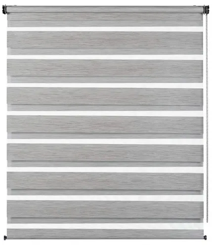 GARDINIA Doppelrollo de luxe, 80 x 180 cm, Grau-melange - Seitenzugrollo mit abwechselnd transparenten und blickdichten Streifen für individuelles Raumlicht. Einfache Montage mit Klemmträgern oder Schrauben, ideal für Fensterflügel von 15 bis 22 mm.