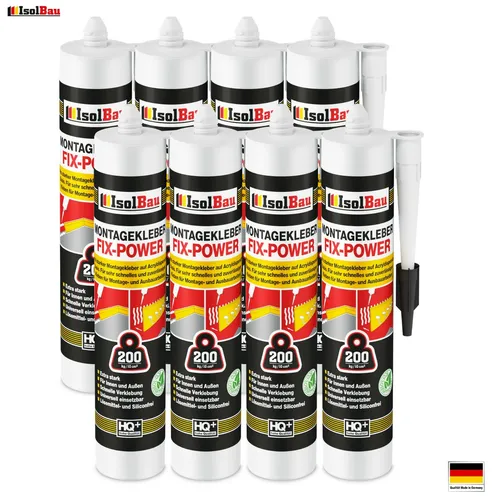 Montagekleber FIX-POWER Baukleber 8 x 300ml Styroporkleber weiß 200kg / 10cm