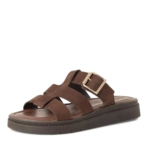 Tamaris Pantolette Schlupfschuh mit Schnallenverschluss in Braun, Größe 38 EU - Modische Sommerschuhe mit regulierbarem Schnallenverschluss und gepolsterter Innensohle für hohen Komfort. Ideal für entspannte Sommertage.