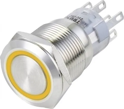 TRU COMPONENTS TC-13471352 Vandalismusgeschützter Druckschalter 250 V/AC 3A 2 x Ein/(Ein) tastend Orange IP65 1St.