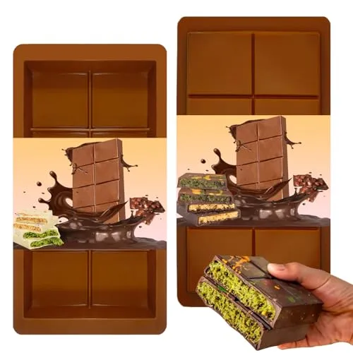 AOMAIGAD 2 Stück Schokoladenform Silikon, Tief Schokoladentafel Form, Silikonform Schokolade, Chocolate Mold, Dubai Schokolade Form für Schokolade, SüßIgkeiten
