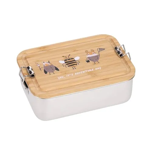 LÄSSIG Lunchbox Bamboo Nature - stilvolle und nachhaltige Aufbewahrung - Lunchboxen aus Bambus und Edelstahl, 1 Fach, spülmaschinengeeignet, ideal für umweltbewusste Genießer