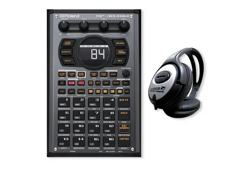Roland Sampler SP-404 MKII mit Kopfhörer - Mobiler Sequencer für kreative Beats. 17 RGB-Pads, brillantes OLED-Display und über 40 Profi-Effekte. Ideal für Live-Performances und unterwegs.