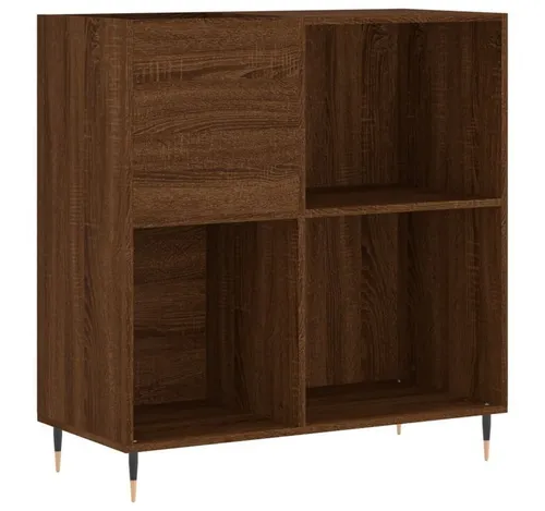 vidaXL Plattenschrank für Schallplatten - TV-Halterungen: Robuster Plattenschrank in Braun Eichen Optik mit viel Stauraum und stabiler Oberplatte für deinen Plattenspieler.