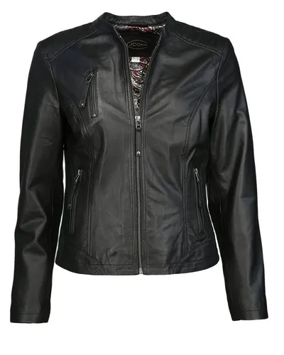 JCC Lederjacke 125302 Black 42 - Modische Funktionsjacke im Bikerstil, leicht tailliert mit praktischen Reißverschlusstaschen für sicheren Stauraum.