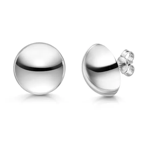 MATERIA Damen Mädchen Ohrstecker Halbkugel 925 Silber 15mm - Ohrring Sterlingsilber SO-88-15mm
