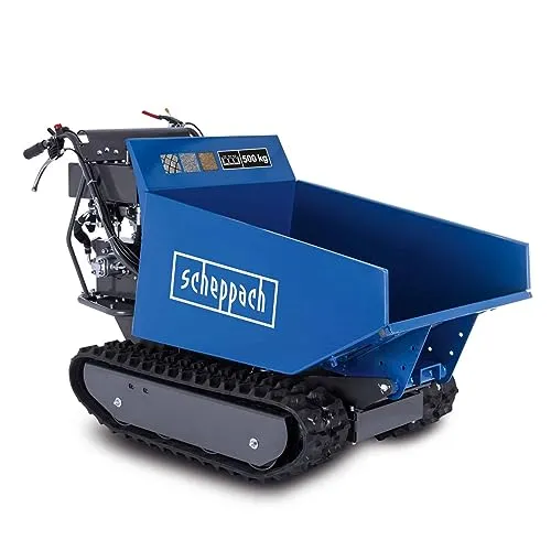 Scheppach DP6600 Benzin Ketten Dumper - 500 kg Zuladung, leistungsstarker 8PS Motor und ideal für unebenes Gelände mit hydraulischem Kippbehälter