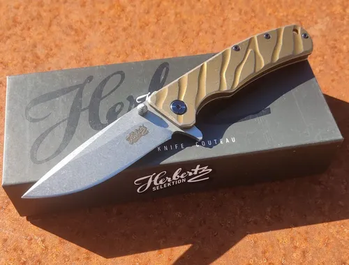 Herbertz Selektion Taschenmesser 440C Stahl Edelstahlgriff Framelock Folder