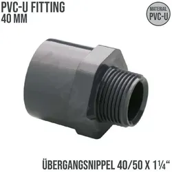 mm PVC Klebe Fitting Übergangsnippel Sechs-/Achtkant 40/50 mm x 1 1/4 Muffe ...