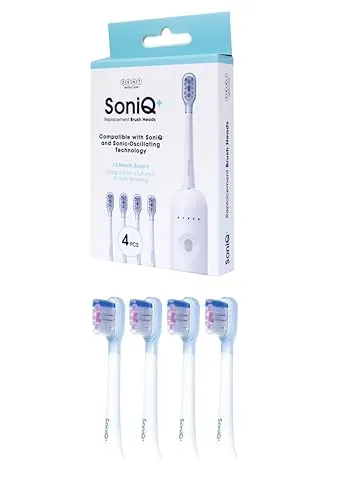 ZENT SoniQ+ SoniQ Ersatzbürstenköpfe, 4 Köpfe für 12 Monate, ultradünne Fasern, weiches Silikonfutter