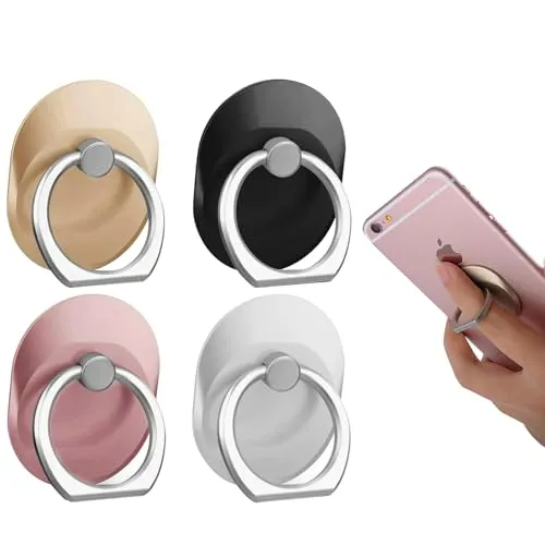 WOLMIK Handy-Ringhalter, 4 Stück Ringhalter Fingergriff Ringständer 180-Grad-Drehung Ringständer kompatibel für Verschiedene Handys Tablets Lesegeräte