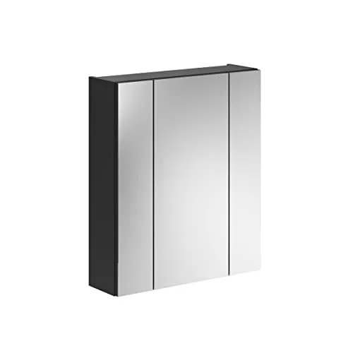 Mid.you Spiegelschrank Schwarz - 6 Fächer für optimierte Badorganisation - Spiegelschränke aus Holzwerkstoff, FSC Mix zertifiziert, mit 6 praktischen Fächern für mehr Stauraum im Badezimmer und stilvolles Design.