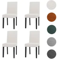 4er-Set Esszimmerstuhl Littau - Moderner Hochlehner aus Cord, creme - Stühle für Esszimmer: 4er-Set mit hohem Rücken und robustem Cord-Stoffbezug. Komfortable Polsterung und stabile Holzbeine für optimalen Sitzkomfort und Langlebigkeit.