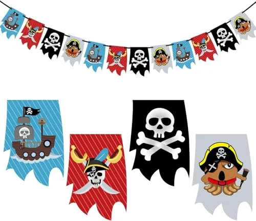 Oblique Unique Piraten-Girlande für Kindergeburtstag – Oblique Unique Banner Deko für Jungs, Kinderzimmer & Piratenparty, Hängedeko für Feier & Motto-Party