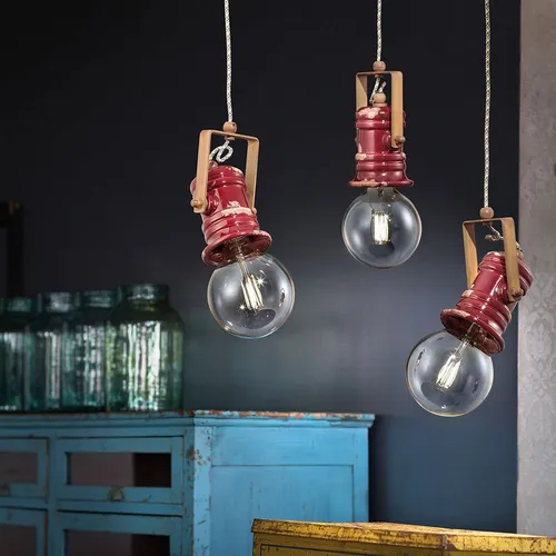 Ferroluce Pendelleuchte Urban Vintage Bordeaux Rot