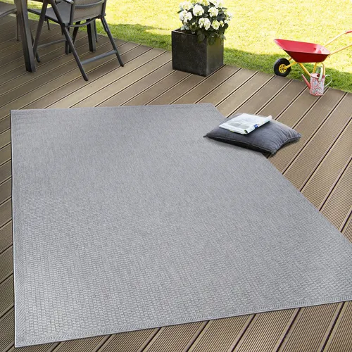 Paco Home Outdoor Teppich in Grau 80x150 cm - Wetterfester Teppich für Garten, Terrasse & Balkon, pflegeleicht und UV-beständig in moderner Sisaloptik. Ideal für jeden Außenbereich!