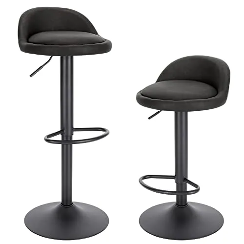 EUGAD Barhocker 2er Set, 360° drehbar & höhenverstellbar, Samt, Anthrazit - Barhocker 2er Set mit elegantem Samtbezug, ergonomischer Rückenlehne und Fußstütze für maximalen Komfort. Ideal für Bar, Bistro oder Küche, langlebig und einfach zu montieren.