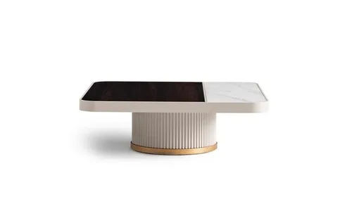 Moderner Couchtisch Beistelltisch Weiß - Stylischer Couchtisch aus Holzfurnier in Weiß, ideal für Ihr Wohnzimmer. Mit quadratischer Form und kompakten Maßen (104x104x35 cm) fügt er sich perfekt in moderne Wohnkonzepte ein.