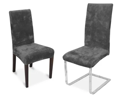 Beautex Stuhlhusse Maya Samt Mirofaser Stuhlhusse, elastische Stretch Husse Bi-Elastic