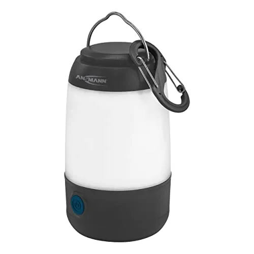 Ansmann Mini LED Licht dimmbar 3 Lichtmodis inklusive 3x AAA Batterien mit Bügel & Haken klein & kompakt Batteriebetreiben Notfalllicht Campingzubehör Wandern Angeln 1600-0388 Schwarz
