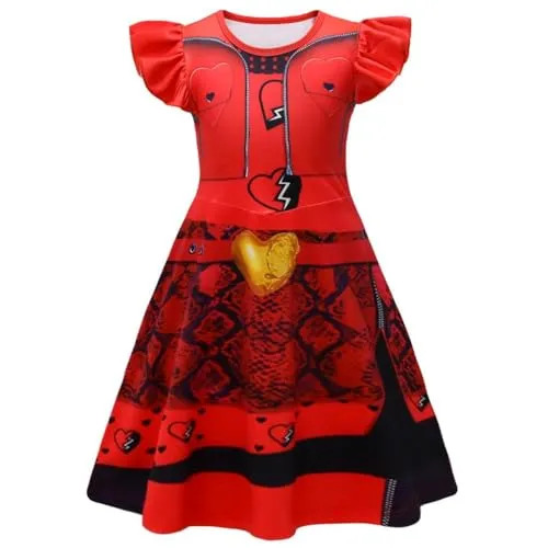 Lito Angels Prinzessin Red Kleid Kostüm Verkleidung für Kinder Mädchen Größe 7-8 Jahre 128, Rot