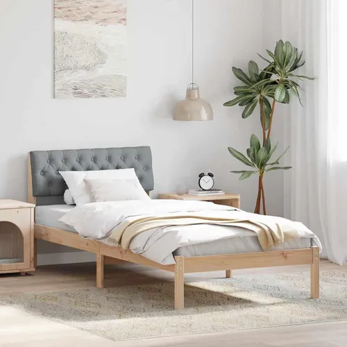 Maison Exclusive Bettgestell Braun und Hellgrau 90 x 200 cm aus Massivholz