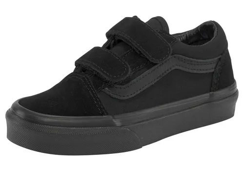 Vans UY Old Skool V Sneaker mit Logo-Flag in Schwarz - Größe 29 EU - Sportliche Sneaker mit klassischer Logo-Flag, ideal für Skateboarding. Aus robustem Leder und mit praktischen Klettverschlüssen für einfachen Einstieg.