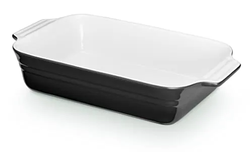 KHG Auflaufform groß 40 cm | Keramik Steingut in Schwarz für 4-6 Personen | Kratzfeste Backform