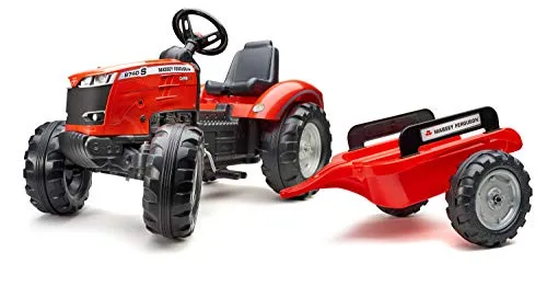 Falk I Massey Ferguson Kindertraktor S8740 I Trettraktor mit Anhänger & Hupe I Pedaltraktor für Kinder 3–7 Jahre I Spielzeugtraktor Outdoor I Trecker mit Lenkrad.