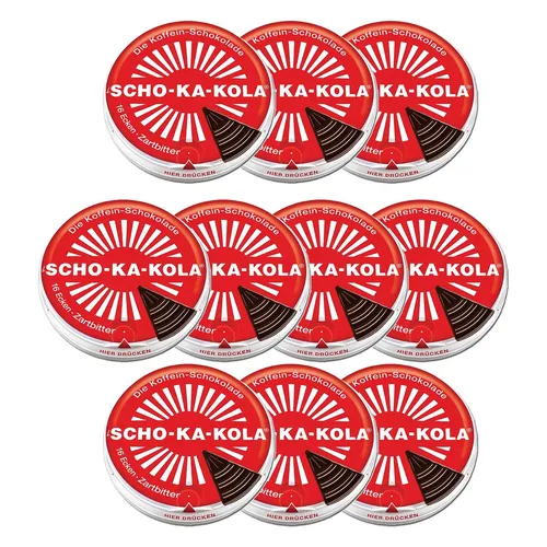 SCHO KA KOLA Zartbitterschokolade 100g - 10er Pack mit 16 Ecken - Genießen Sie die feine Zartbitterschokolade in praktischem 10er Pack. Ideal für Schokoladenliebhaber und perfekt für den kleinen Snack zwischendurch.