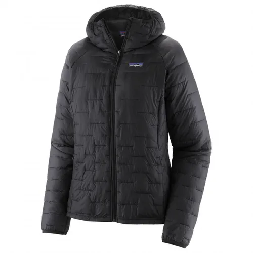 Patagonia Women's Micro Puff Hoody - Kunstfaserjacke Gr L schwarz - Winterjacke, winddicht und isolierend, ideal für Hochtouren und Skitouren. Farbe: Schwarz, Größe: L, mit Kapuze und wasserabweisendem Material.