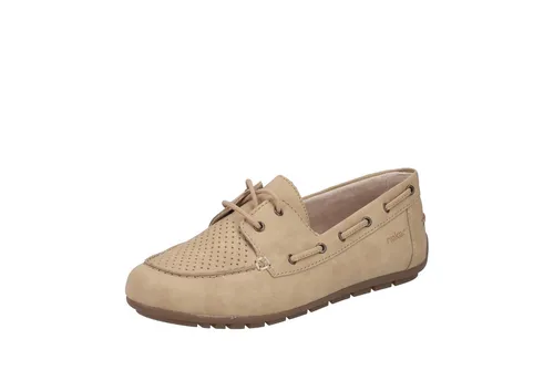 Rieker Damen Low-Top Sneaker 43800 – Bequeme Halbschuhe für den Alltag - Elegante Low-Top Sneaker für Damen, ideal für Freizeit und Alltag. Mit herausnehmbarer Innensohle für individuellen Tragekomfort und modischem Design in beige.