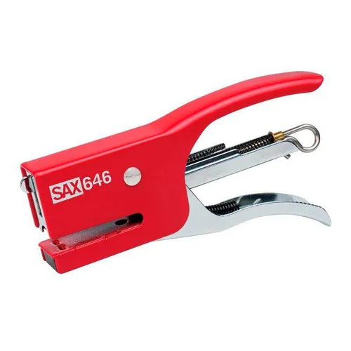 SAX Hefter Heftzange Metall, Rot - Robuste Heftzange für 20 Blatt, geschlossene Heftung und stilvolles Design für Büro und Zuhause