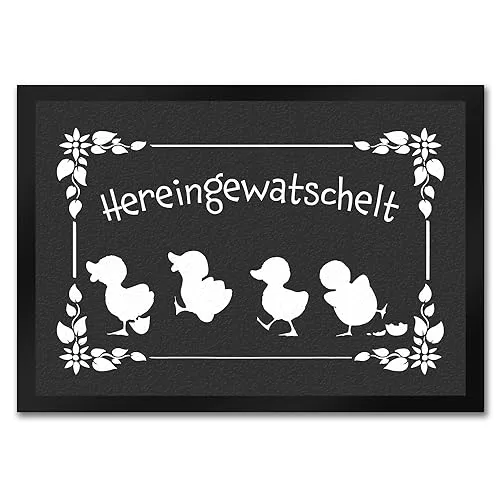 speecheese Hereingewatschelt Fußmatte in 35x50 cm mit niedlichen Entchen für den Eingang als Frühlings- und Oster Dekoration oder um deinen Besuch zum Eintreten zu Bitten