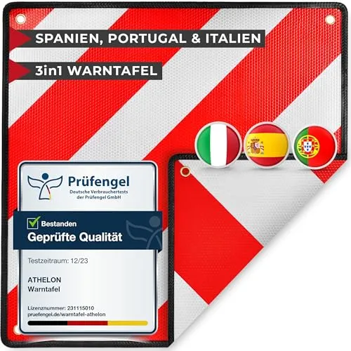 ATHELON® 3in1 Warntafel für Italien, Spanien & Portugal