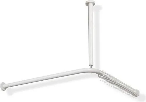 HEWI Vorhangstange 801 mit Deckenabhängung und 24 Ringen von HEWI